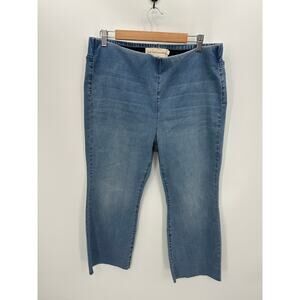 Soft Surrounding Pull on Denim Jeans Women PXL Stretch Waist Cropped Loose Fit